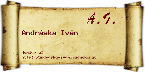 Andráska Iván névjegykártya